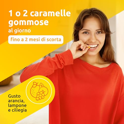 Supradyn Energy, Integratore Multivitaminico Completo, con Vitamine A, B, C, D, E e Coenzima Q10, 70 Caramelle Gommose Multivitaminiche Gusto Ciliegia, Lampone e Arancia - Immagine 3