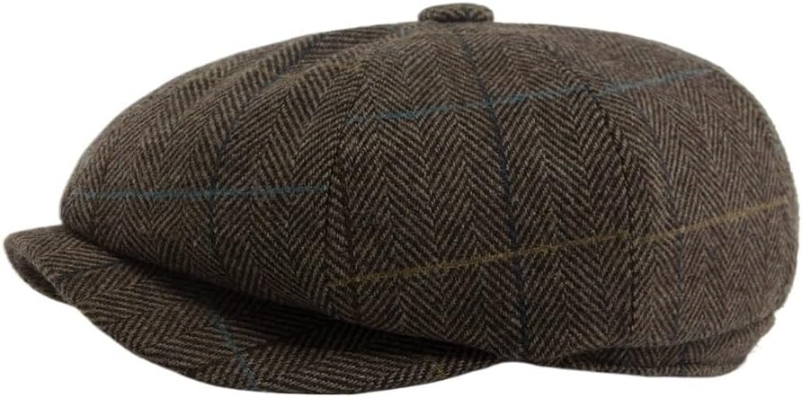 Vintage Wool Octagonal Caps Men's British Newsboy Cap Herringbone Beret Artist's hat