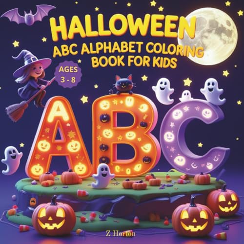 Halloween ABC Alphabet Coloring Book for Kids Ages 3 - 8: Easy Halloween Activity Workbook Featuring Spooky Cute Coloring Pages for Children Toddlers ... Fun Holiday Illustrations Bats Ghosts and Mor image 2