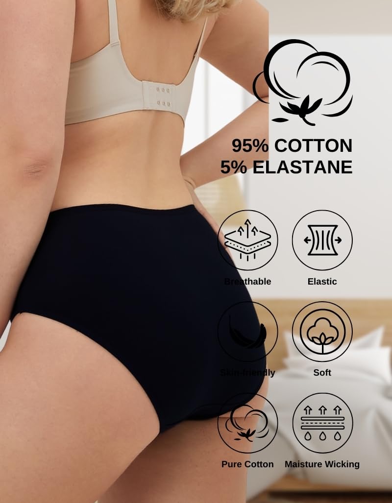 ALYA UNDERWEAR Premium Intimo, Cotone Biologico, Vita Media, Mutande Donna, Traspirante, Confortevole, Morbido Slip, Flessibile, Mutandine, Confezione Multipla (S … 3XL)