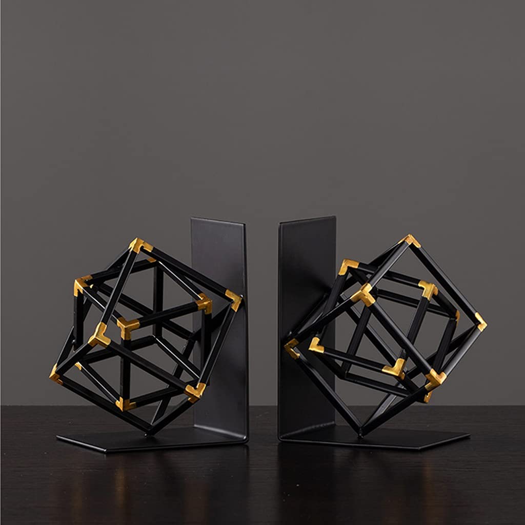 Soporte de Cubo de Metal nórdico para Libros, Estante de Almacenamiento de Libros, sujetalibros Negros y Dorados, decoración de Oficina, decoración del hogar, Muebles Artware