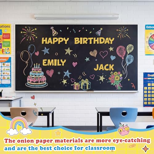 Image of Colarr 144 Pcs Glitter Bulletin Board Letters for Classroom Number Alphabet Punctuation Symbol Cutout 4'' Die-Cut Poster Letter with Adhesive Dot School Party Holiday Decor Display(Gold)