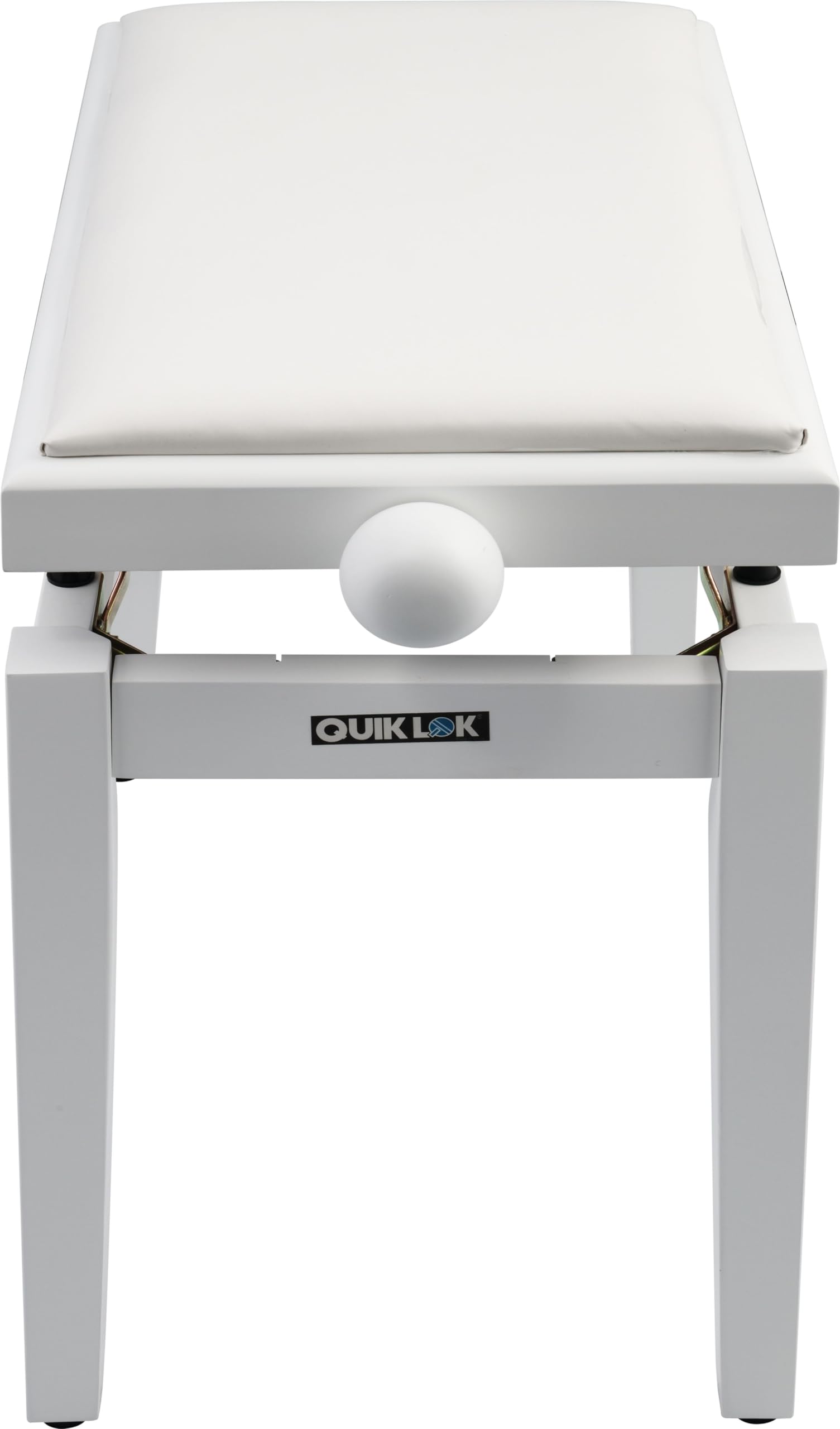 QUIK LOK - PB/100 WH S PANCA IN LEGNO PER PIANOFORTE, Con Seduta in Sky Nero, Rivestimento Durevole, Altezza Regolabile da 48 a 57 cm, Versione in Finitura Bianco Satinato