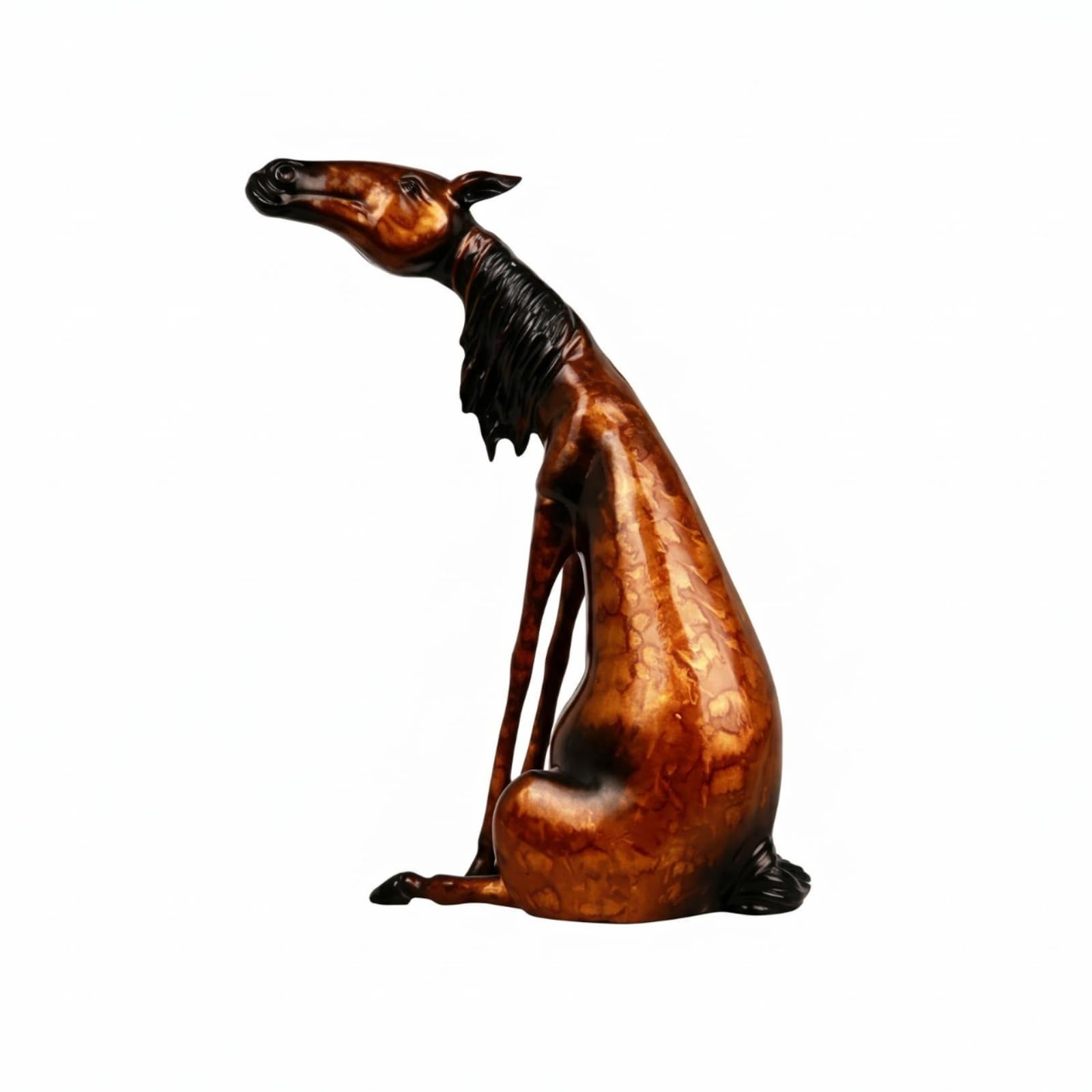 Baoblaze Escultura Caballo Decorativo Estatua Figuras Ornamento Metal Aleación Zinc Textura Firme Superficie Lustrosa Toque Adecuada para Salón Entrada, B Modelo Sentado 11 17 23cm