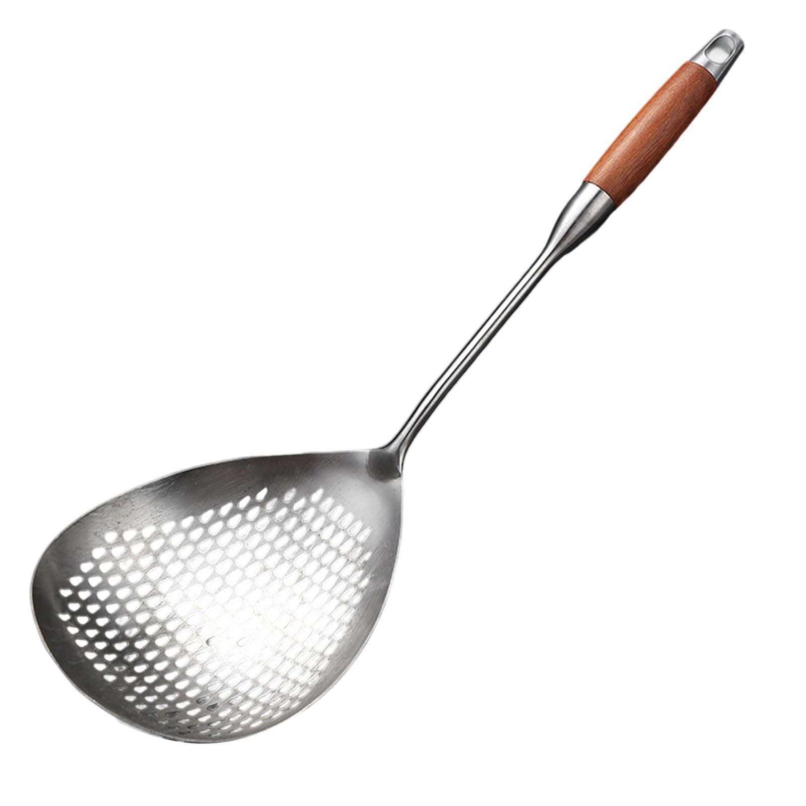 MALSSE Large Stainless Steel Strainer Ladle for Cooking and Draining Handle Slotted Spoon Kitchen Accessories Kitchen Utensils