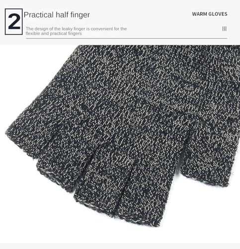 Guantes de medio dedo tejidos en blanco y negro a13 unisex de talla única 6