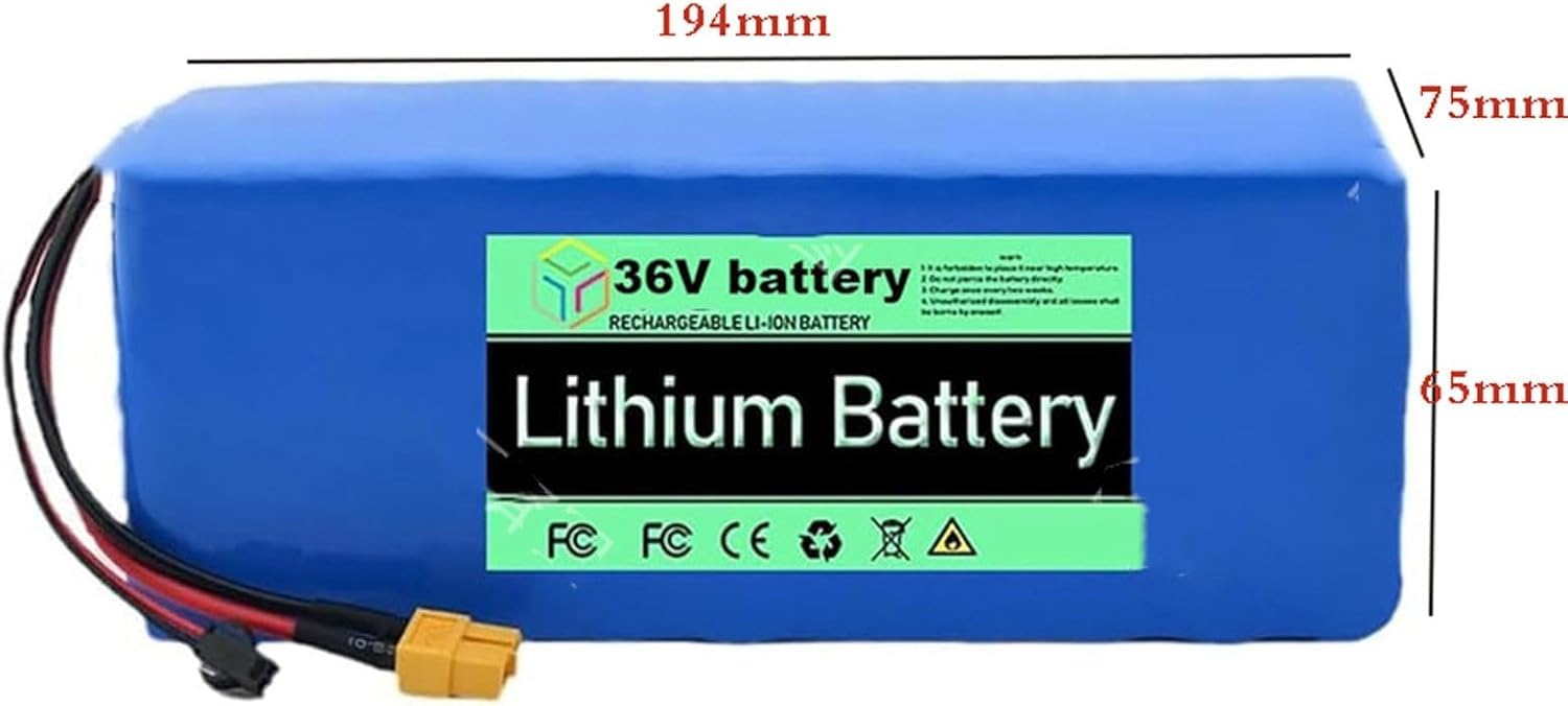 Batterie Lithium-ION Rechargeable 36V 10S3P avec Chargeur | en PVC étanche Batterie pour vélo électrique aux trottinettes et draisiennes électriques