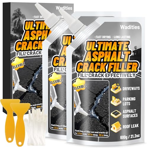 Asphalt Crack Filler, 2.65LB High Elasticity Cement Crack Filler, Self Leveling Waterproof Repair Sealant for Driveway, Walkway, Blacktop Concrete Joint, Outdoor Quick Drying Sealer - Black