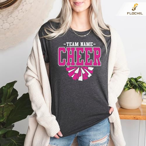 FLOCHIL Personalized Cheer Mom Shirt for Women, Custom Cheer Shirts for Moms with Name, Team Name, Cheerleading Mom Shirt2