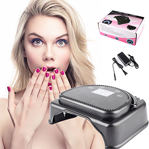 64W LED Light Hand/Foot Nail Dryer Lamp Curing Machine Touch Sensor LCD Screen Lifting Handle US Plug (Black)