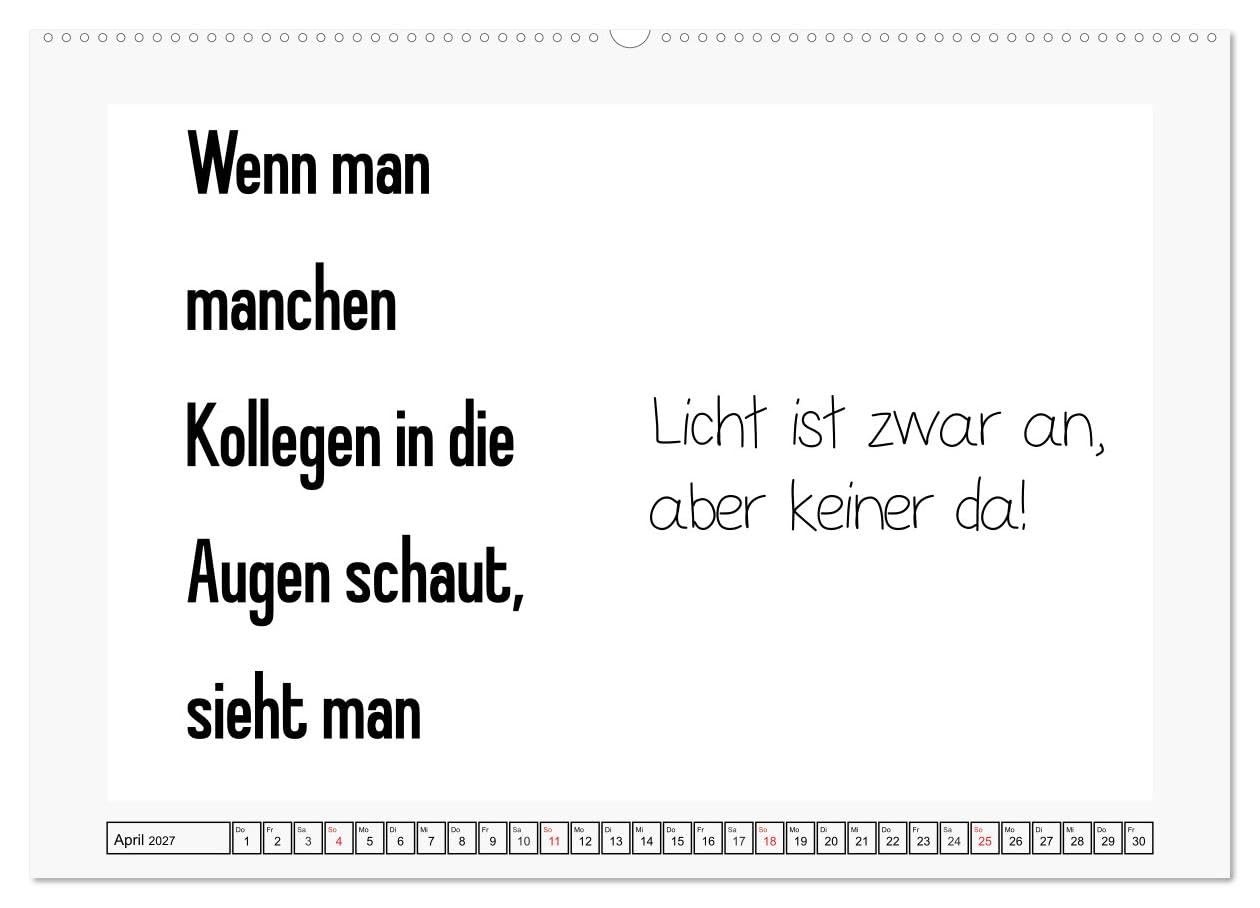 CALVENDO - Typo-Kalender für das Büro. Sarkasmus und fiese Sprüche (Wandkalender 2027 DIN A2 quer), Monatskalender: Trendiger Sprüchekalender für den Arbeitsplatz