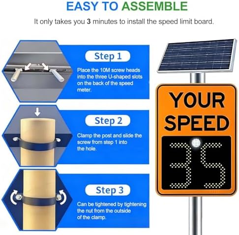 IP65 Waterproof Solar Speed Radar Sign | All Weather LED Traffic Display for Highways & City Streets | 600x900mm Speed Limit Indicator with Flashing Lights