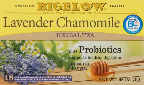 Bigelow Herbal Tea Bags Lavender Chamomile Plus Probiotic