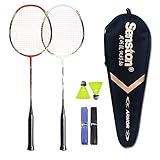 Senston 2 Player Badminton Racket Set Double Rackets - Including 1 Badminton Bag/2 Rackets/2 Shuttlecocks/2 Grip