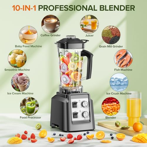 Blender, 68Oz. Countertop Blenders with 20Oz. Grinder, 28000 RPM Kitchen Blender for Smoothies, Ice Crushing, Frozen Fruits, Self-Cleaning, Speed Adjustable image 3