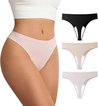 Seamless Workout Thongs for Women-No Show Thong Panty Liners G-String Thongs Underwear