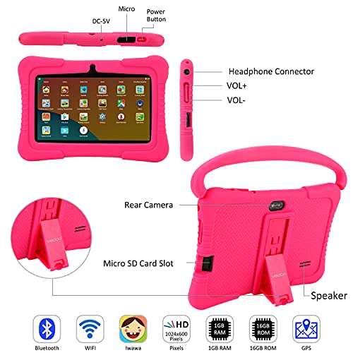 Veidoo Kids Tablet, 7 inch Android Tablet PC, 1GB RAM 16GB ROM, Safety Eye Protection Screen, WiFi, Bluetooth, Dual… - Image 3