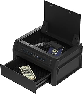 RPNB Gun Safe, High Capacity Multifunction Pistol Safe with Biometric Fingerprint, Double-Layer Quick-Access Firearm Safet...