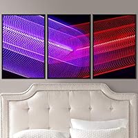 3 Piece Framed Canvas Wall Art Abstract Geometric Lights Mixed Media Canvas Prints Home Artwork Decoration for Living Room,Bedroom - 16