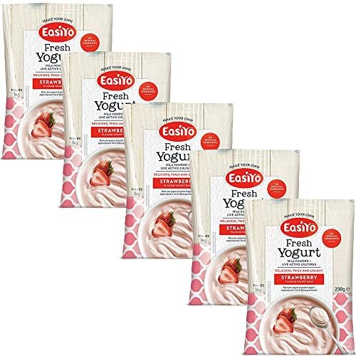 Easiyo Strawberry Yogurt Mix Sachets, 5 x 230g Each Makes 1kg of