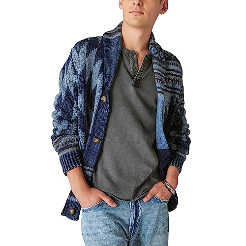 Lucky Brand Men's Southwestern Print Shawl Cardigan