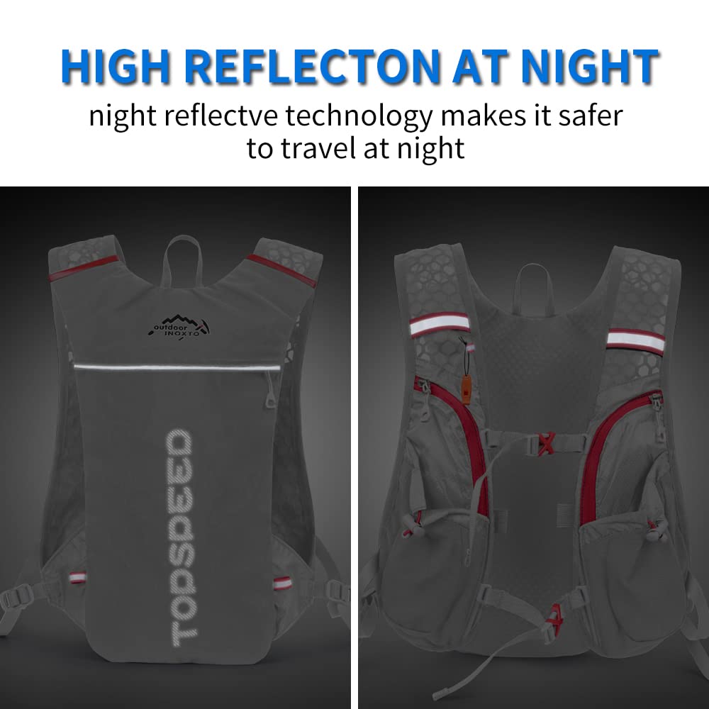 INOXTO Sac à dos léger pour course à pied, gilet de course à pied avec poche à eau de 1,5 l pour randonnée, trail, course à pied, cyclisme, marathon pour femmes, hommes, enfants