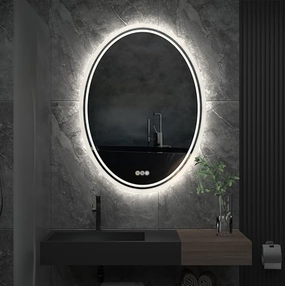 Specchio Da Bagno LED GOLOMO 40x24 Con Luci Dimmerabili - Retroilluminato E Frontale, Antiappannamento, Antisfondamento