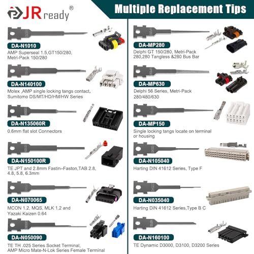 Image of JRready ST5278 Replacement Tips for Pin Removal Tool 26PCS Pin Extractor Tool Tips Electrical Terminal Release Tool Compatible with Deutsch AMP /TE Molex Delphi JST Harting Connectors & More