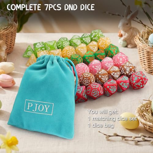 Image of PJOY Mystery DND Dice Set Bunny Pattern Polyhedral D&D Dice for Dungeons and Dragons Role Playing Games TTRPG DND Gifts