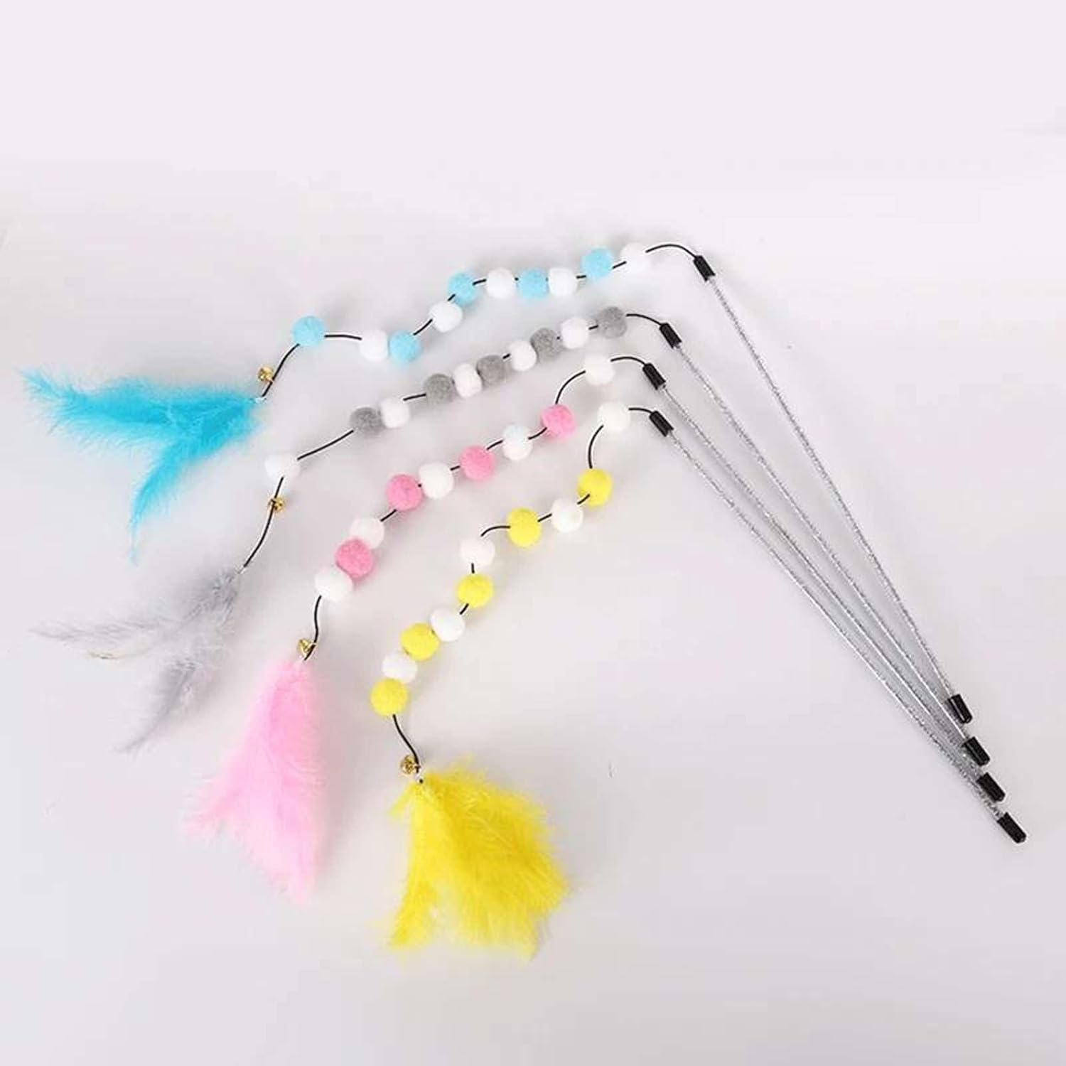 Kitten Cat Teaser Interactive Toy Rod with Bell and Feather Toys for Cats Interactive Toy Rod