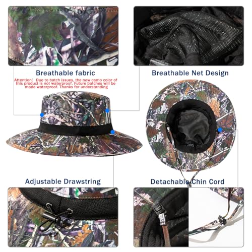 Image of Oversized XL XXL Waterproof Sun Hat for Big Heads Mesh Bucket Hat Wide Brim Adjustable Packable Hiking Beach Fishing