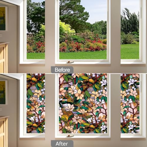 Image of MOCOCO Premium Vinyl Privacy Stained Window Glass Sticker (24x48 Inch) - Self-Adhesive Decorative Film Opaque Sheet Tint Wallpaper for Glass Cover Window, Door, Office, Home.| Anti-UV. Green Patti