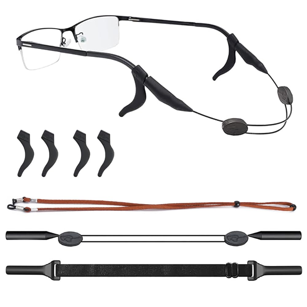 Adjustable Eyeglass Strap with Eyeglass Ear Grip Sunglass Strap Anti-slip Eyewear String Holder Sports Sunglasses Chain with Ear Hook for Women Men Glasses Sunglasses