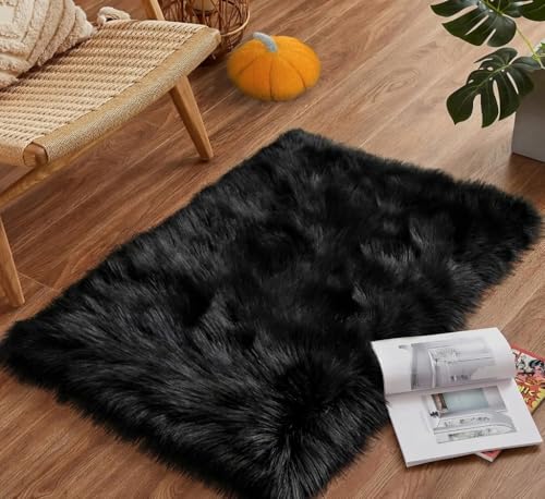 Image of Prokart Soft Faux Fur Fabric Cloth - 60 Inch Wide Pana | Fur Fabric Decorative Cloth for Crafting Soft Toys, Fancy Dress, Baby Photoshoot, Wedding Mandap & Party Decor (Black, 5 Mtr)