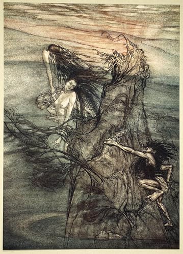 Peinture Arthur Rackham salon déco moderne Nibelung 60x90cm