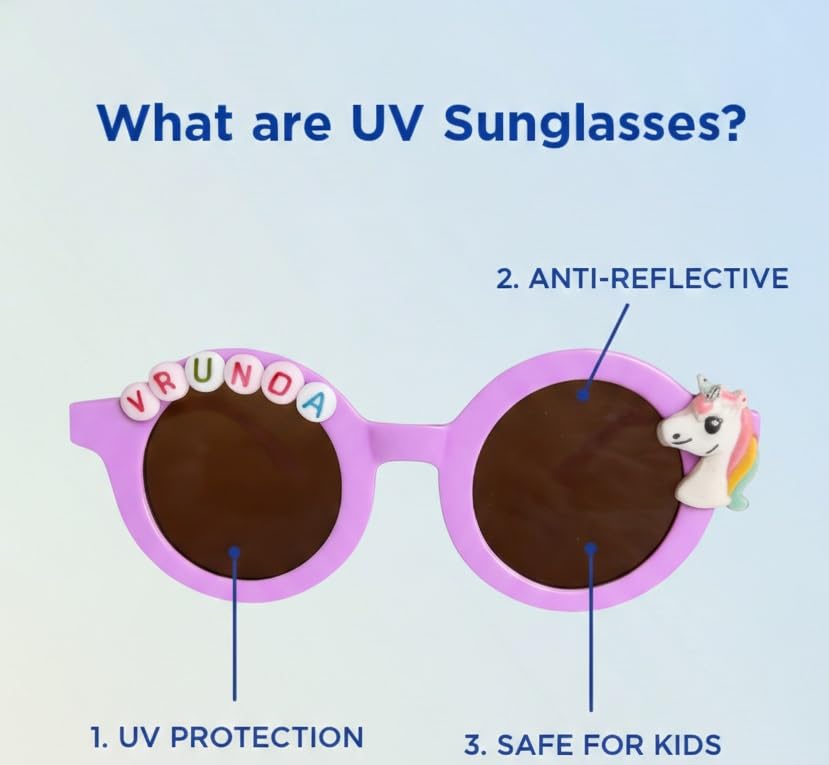 Image of PLAS ART STUDIO Customised round sunglasses Kids Sunglasses Get Kids Name on Frame For Girls & Boys. (Recommended Age 2+)