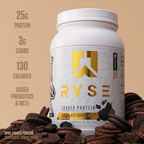 Image of RYSE Loaded Protein Powder - Chocolate Cookie Blast - 25g Whey Protein Isolate & Concentrate with Prebiotic Fiber & MCTs - Low Carb, Low Sugar, Digestive-Friendly - 27 Servings / 2 lb Tub