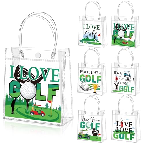 24 Pcs Clear PVC Gift Bags with Handles themed Candy Treat Tote G...