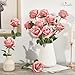 Serwalin 20PCS Artificial Roses, 4'' Big Flower Head, Dusty Pink Velvet Long Stem Roses, Silk Fake Roses Bouquet for Wedding Home Decor and Table Centerpiece