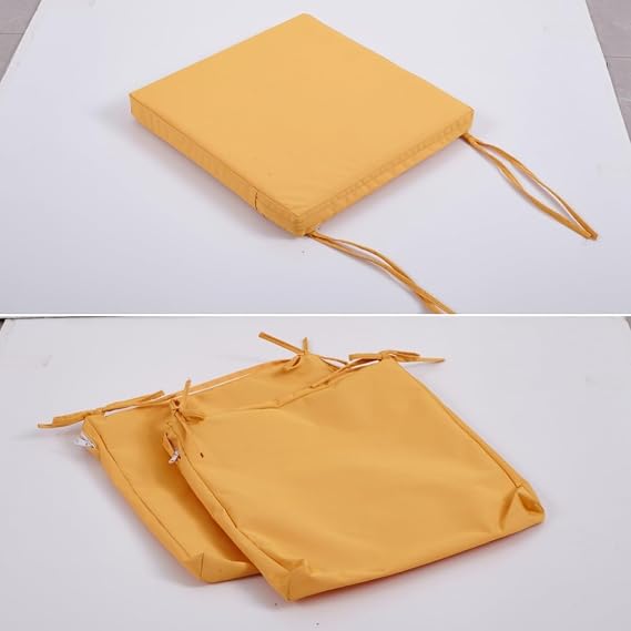 Hiseng Waterproof Outdoor Cushion Covers Set of 2 Solid Color Patio Seat Cushion Covers Replacement with Zipper for Garden Chair Cushion, Washable Rattan Furniture Protector (Yellow,40x40x8cm)