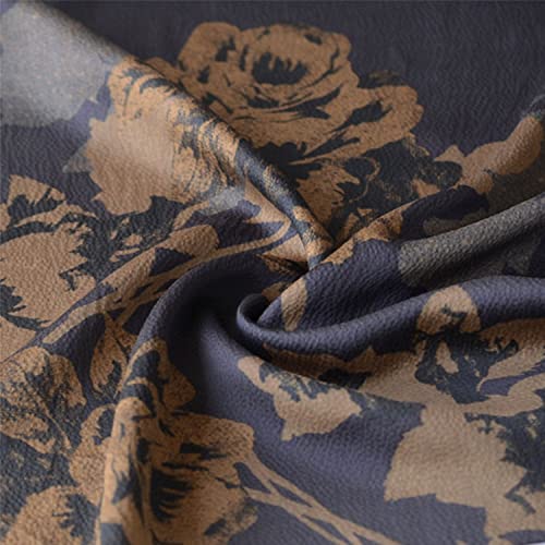 TINGCHAO Brokat duftende Wolke Garngewebe cool matt dunkelblau maulberry seidenworm Dioscorea Seide Plain plainic Satin Klassische große gelbe Blume Muster Cheongsam Tuch 114x50 cm Cover