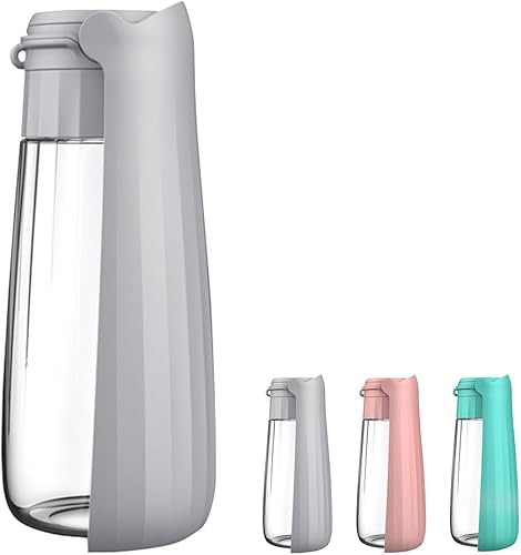 Botella de agua portátil para perros para caminar, viajes de mascotas, 19 onzas, a prueba de fugas, botella de agua con alimentador para beber,