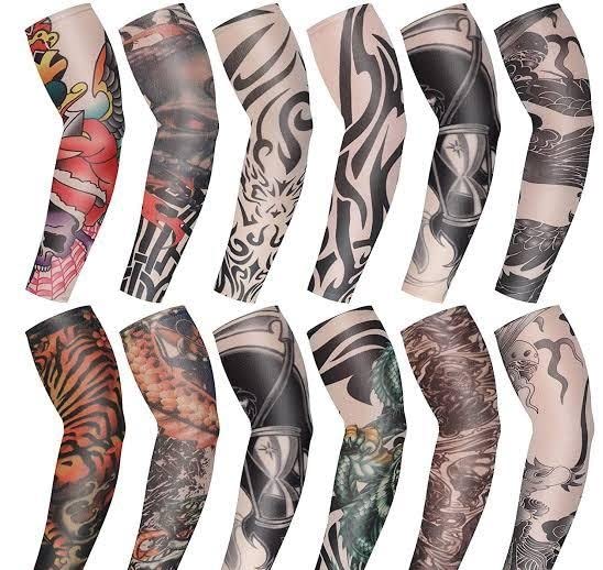 PARTY BOX Assorted Arm Warmers Tattoo Sleeves Multicolour Pack of 7 for Men and Women
