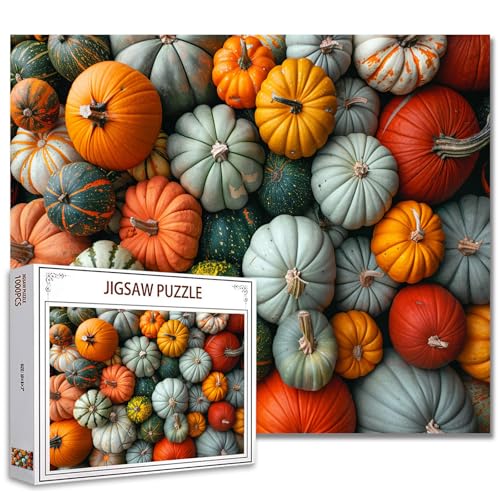 Tucocoo Assortment of Pumpkins Jigsaw Puzzle 1000 Pieces Puzzles for Adults, Squashes and Gourds Art Puzzles for Challenging Family Activity Games Colourful DIY Puzzle for Home Decor Gifts