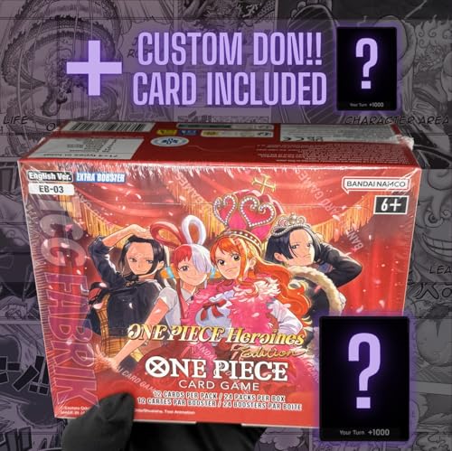 EB03 Heroines Edition Booster Box English EB-03 Extra Booster Box Display Factory Sealed for EB03 One Piece Cards English TCG (24 Packs) + Custom TCG Fabrik Don Card