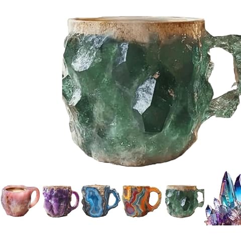 Prinaight Mineral Crystal Coffee Mug,8 color Natural Onyx Crystal Mug,Mineral Crystal Novelty coffee cups and mugs,Multi-Colored Agate Mineral Coffee Mug,Luxury Coffee Mug (E) Cover