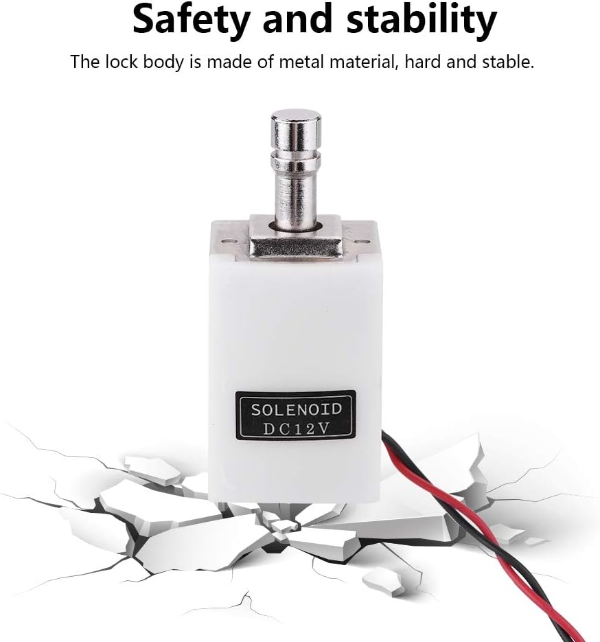 ASHATA DC 12V Electronic Cabinet Lock on a cracked surface, symbolizing stability and durability