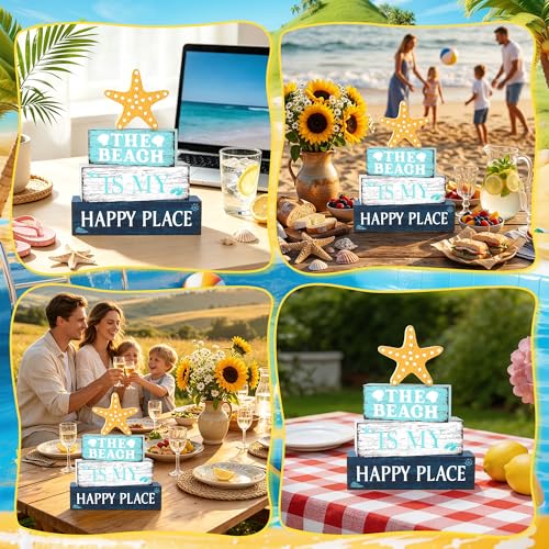 Image of 4 Pcs Summer Wooden Table Decor, Summer Decorations Gifts