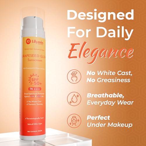 Image of SPF 50 Sunscreen With Grape Seed Extract- inchGrapeseed Glow inch 50 Grm, All Skin Types, Lightweight, Non-Greasy, No White Cast, Hydrating-Antioxidants, UV Rays Shield & Enhancing Natural Radiance