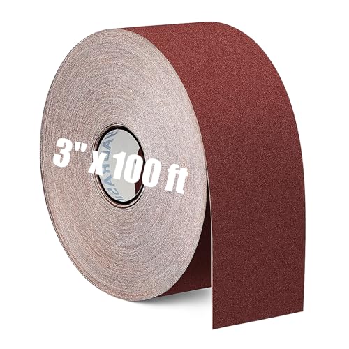 120 Grit Sandpaper Roll 3'' x 100 ft Emery Cloth, Aluminum Oxide Sanding Paper for Drum Sander, Wet Dry Adhesive Sandpaper for Wood, Metal, Furniture, Automotive, Copper Pipe